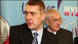 Lider LPR Roman Giertych podczas konferencji