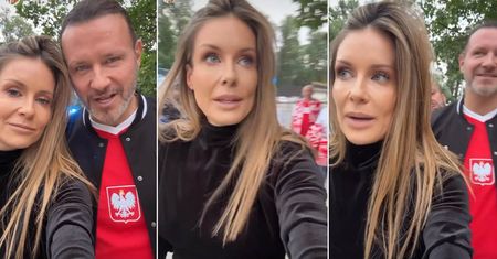 Małgorzata Rozenek na meczu reprezentacji. W swobodnej stylizacji brylowała w loży VIP