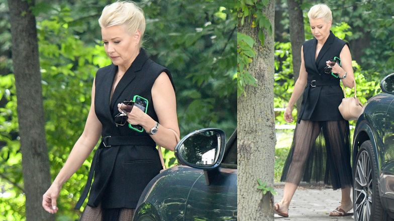 Małgorzata Kożuchowska paraduje po stolicy w odważnej stylizacji
