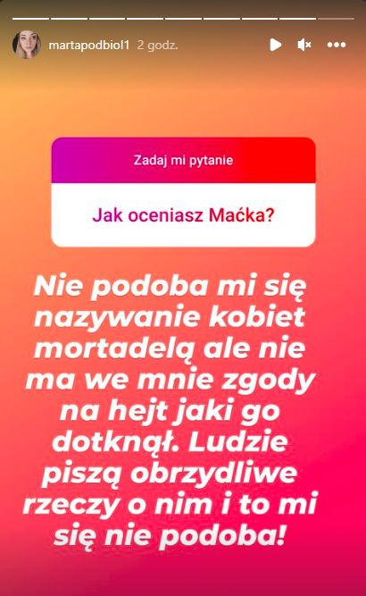 Marta z dystansem o Maćku