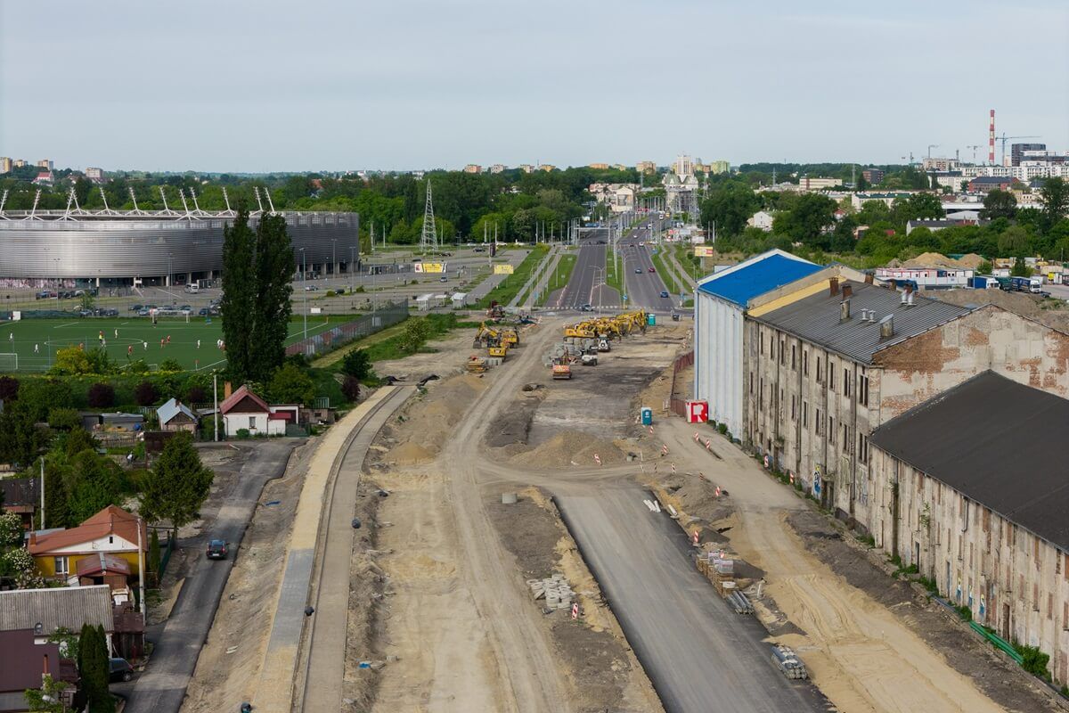 Widok z góry na budowę przedłużenia ul. Lubelskiego Lipca '80