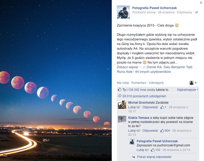 Jak powstało zdjęcie Pawła Uchorczaka z zaćmienia Superksiężyca, które podbiło Internet? 2