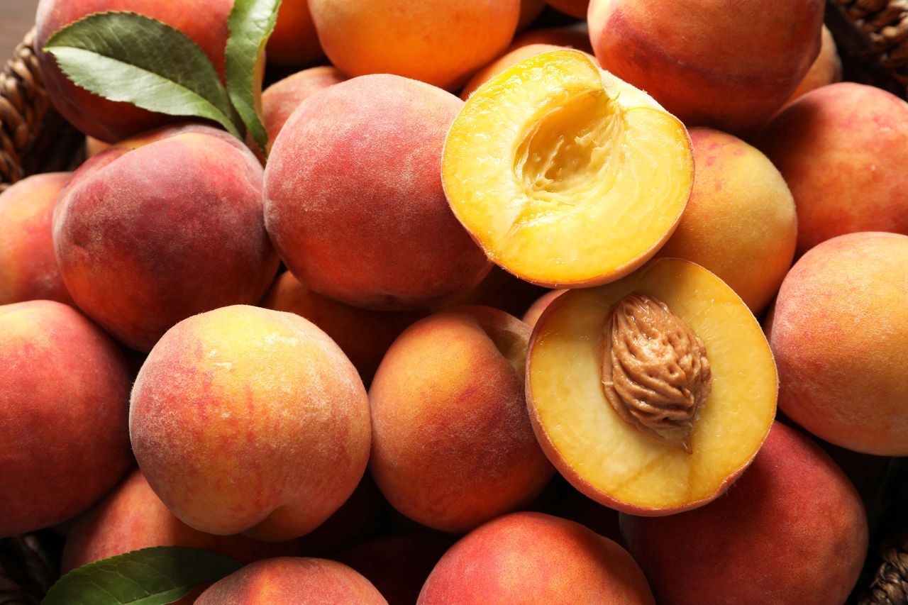 Peaches are excellent as an addition to pancakes.