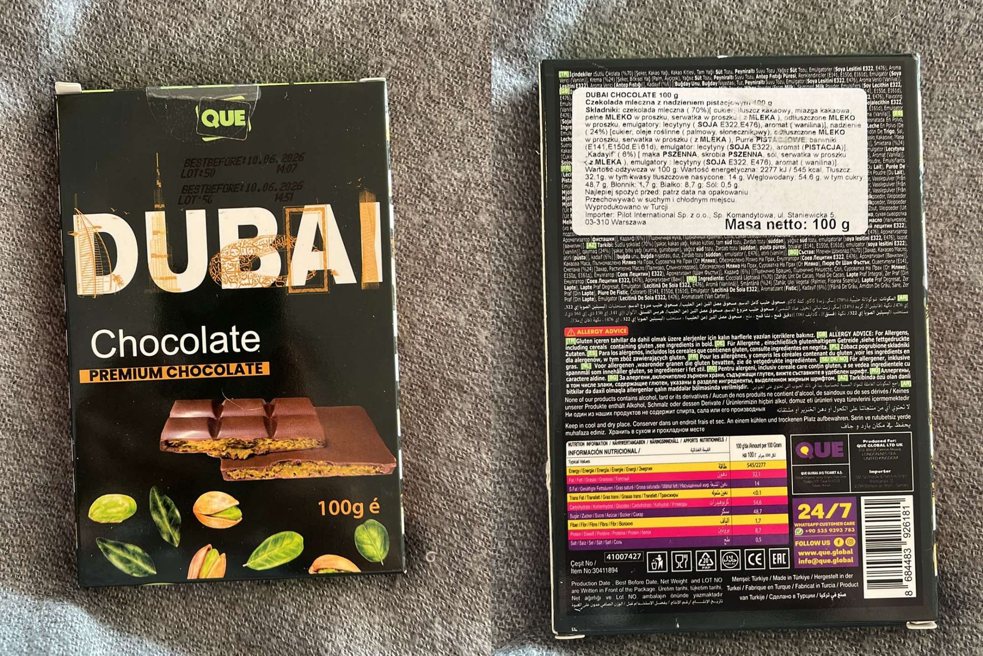 Czekolada dubajska wyprodukowana w Turcji