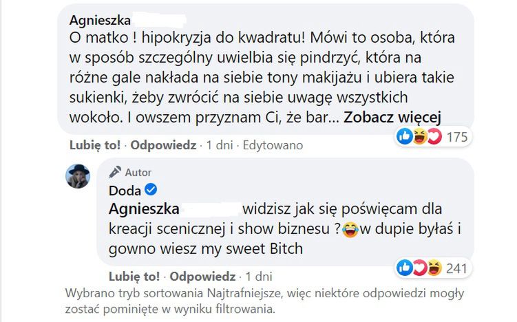 Fanka nazwała Dodę hipokrytką