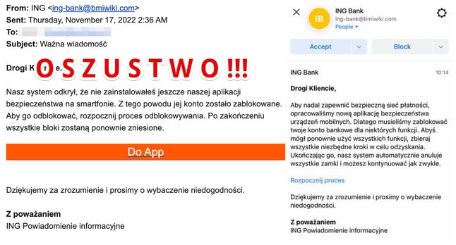 Fałszywe maile podszywające się pod ING Bank Śląski