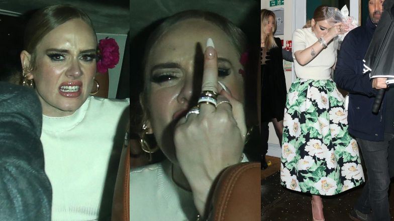 Rozjuszona Adele i jej wydatne usta pozdrawiają paparazzi środkowym palcem (ZDJĘCIA)