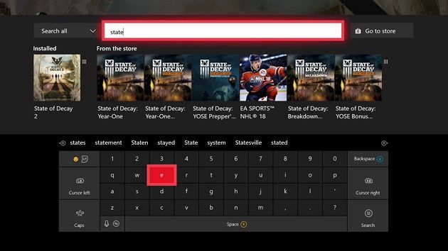 Xbox One wyszukiwarka