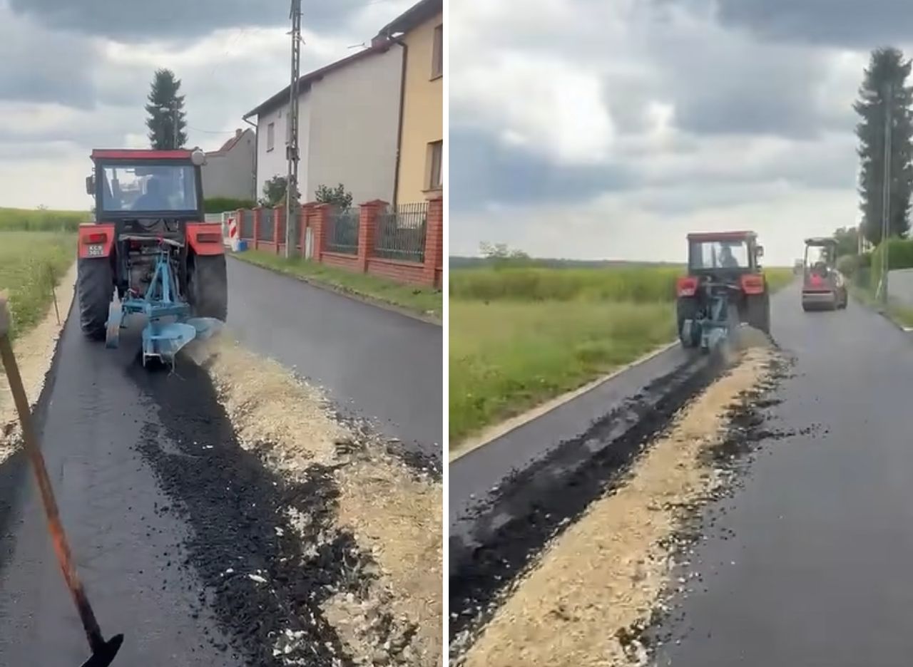 Rolnik zaorał asfalt. Jest oświadczenie ZDM. "Dementujemy"