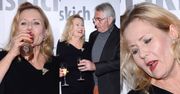 Rozbawiona Grażyna Szapołowska pije szampana na ściance (ZDJĘCIA)