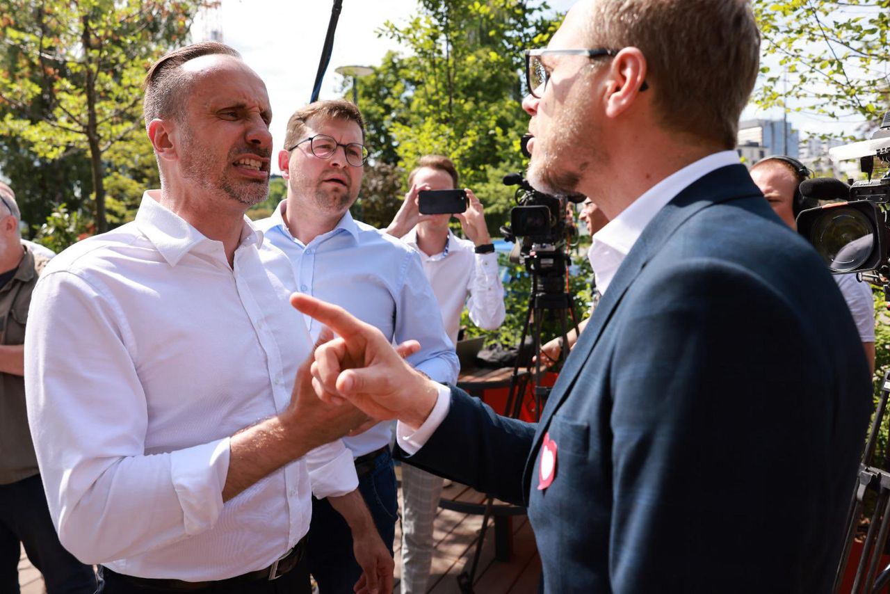 Janusz Kowalski przerywa konferencję PO