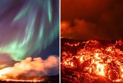 Wyjątkowe nagranie z Islandii. Erupcja wulkanu i zorza polarna