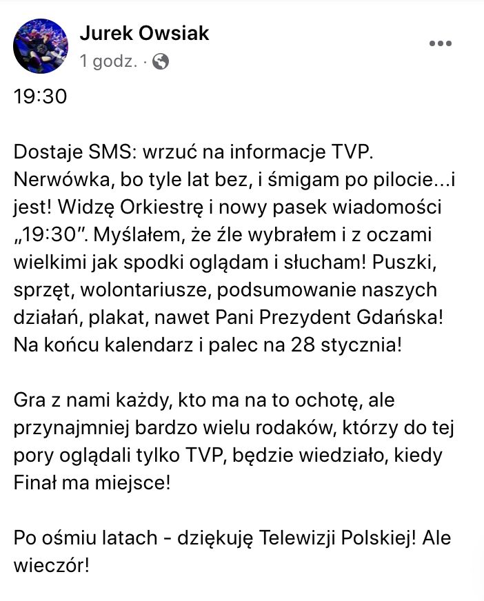 Jerzy Owsiak zareagował na materiał o WOŚP w programie "19.30"