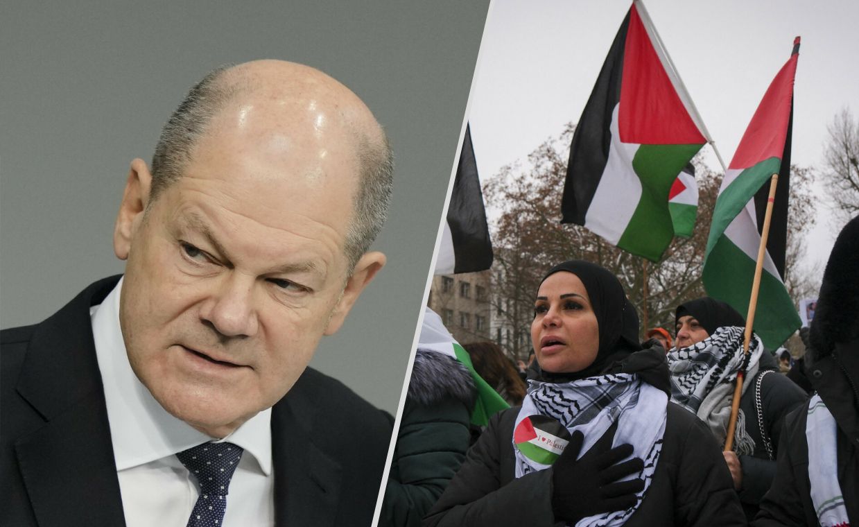 Olaf Scholz / Grudniowa demonstracja w Berlinie