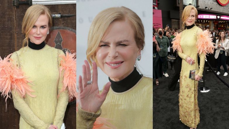 54-letnia Nicole Kidman i jej różowe pióra pozdrawiają z premiery filmu "Wiking" (ZDJĘCIA)