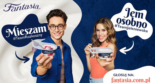 Maria Jeleniewska i Rozkoszny reklamują serki Fantasia