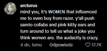 Jeden z komentarzy pod reklamą Razera