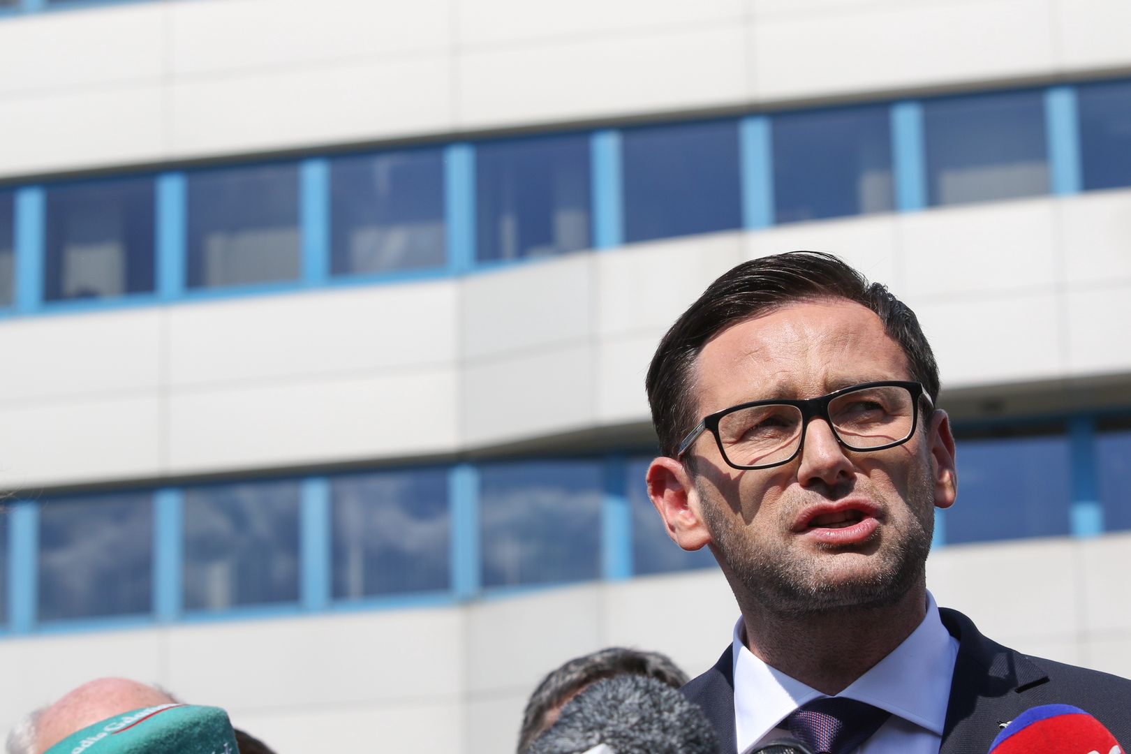PKN Orlen CEO Daniel Obajtek is seen in Gdansk, Poland on 15 July 2020 Opposition and local Authorities do not agree for Lotos refinery takeover by the Polish government related PKN Orlen company. They organized press conference in this case in front of Lotos offices. The conference was disturbed by the PKN Orlen CEO Daniel Obajtek (Photo by Michal Fludra/NurPhoto via Getty Images)