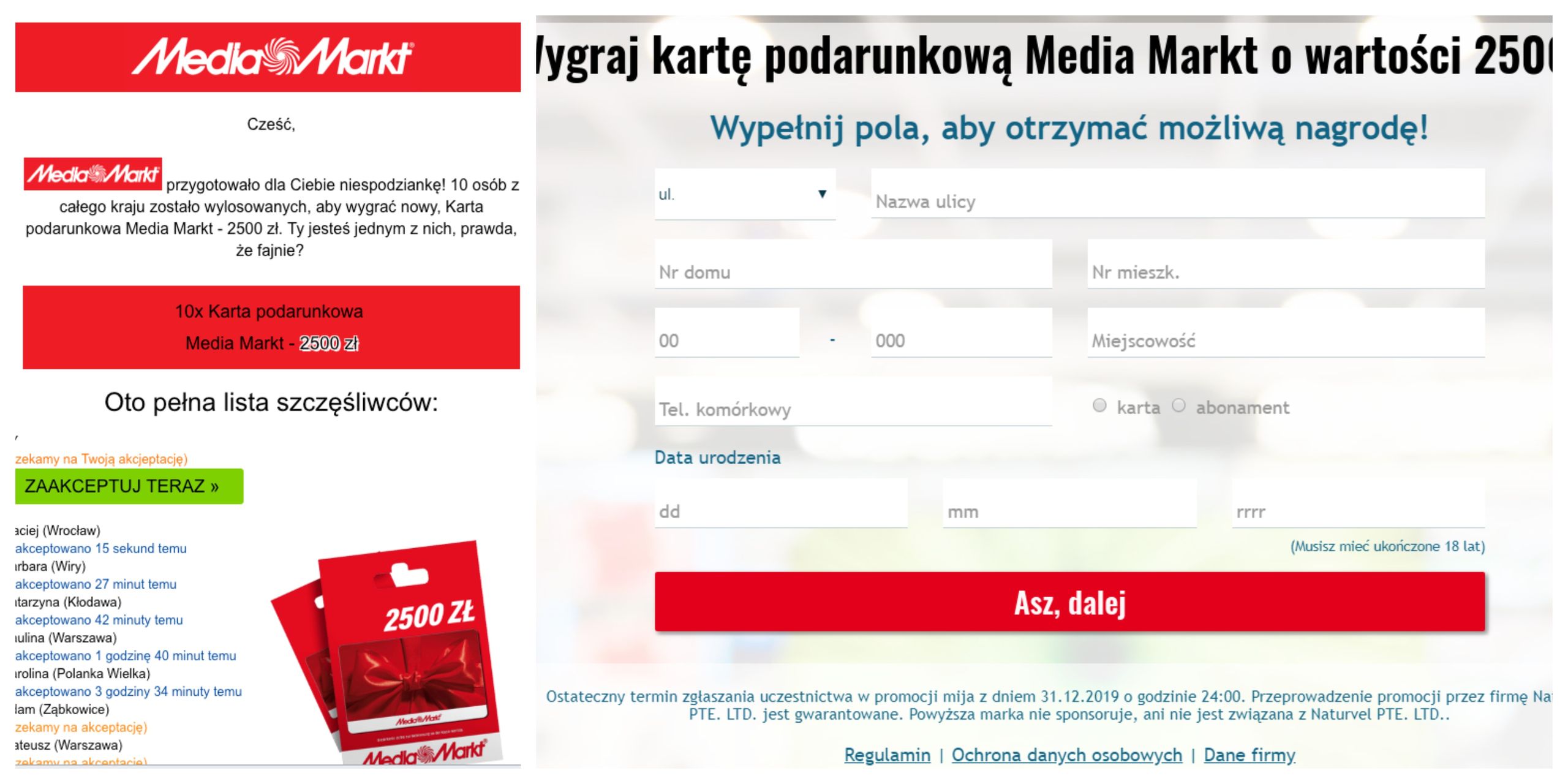 Tak wygląda Oszustwo na Media Markt 