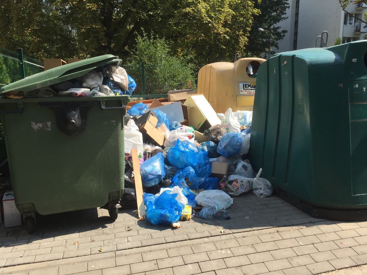 Mokotów zalany śmieciami. "Porozrzucane worki leżą na chodnikach"