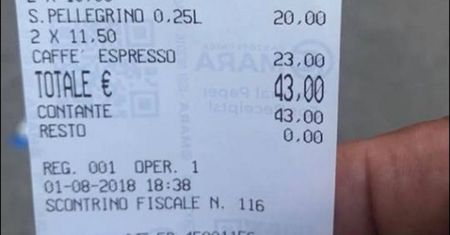 200 zł za kawę i wodę. Tyle musiał zapłacić turysta w Wenecji