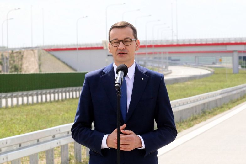 Autostrada A1. Na zdj. premier Mateusz Morawiecki podczas otwarcia nowego odcinka A1
