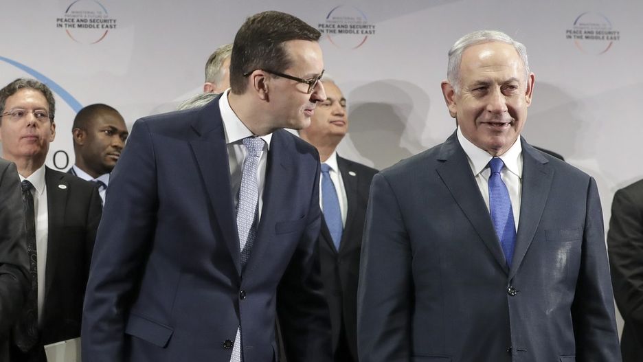 Premierzy Morawiecki i Netanjahu podczas konferencji bliskowschodniej w Warszawie