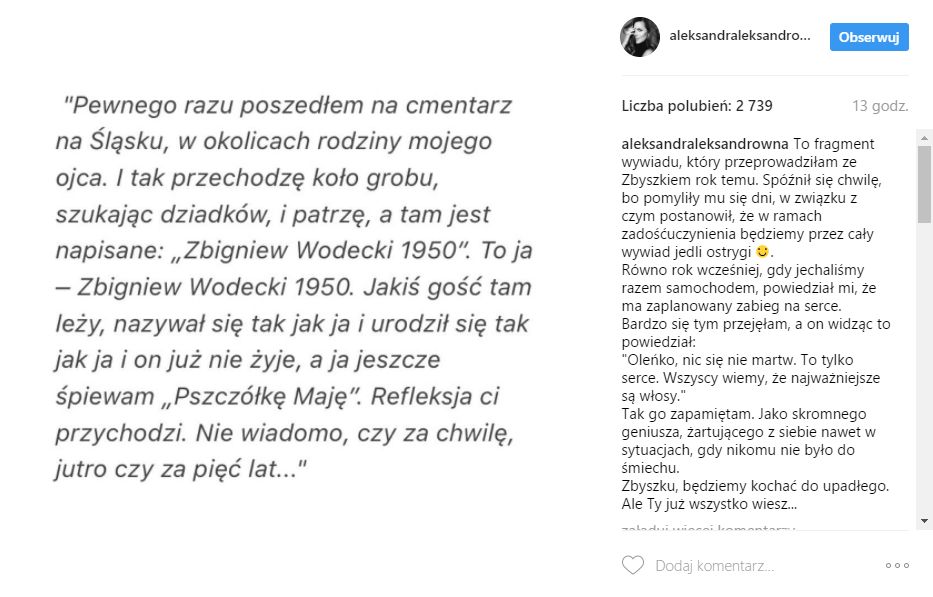 Aleksandra Kwaśniewska - wywiad ze Zbigniewem Wodeckim