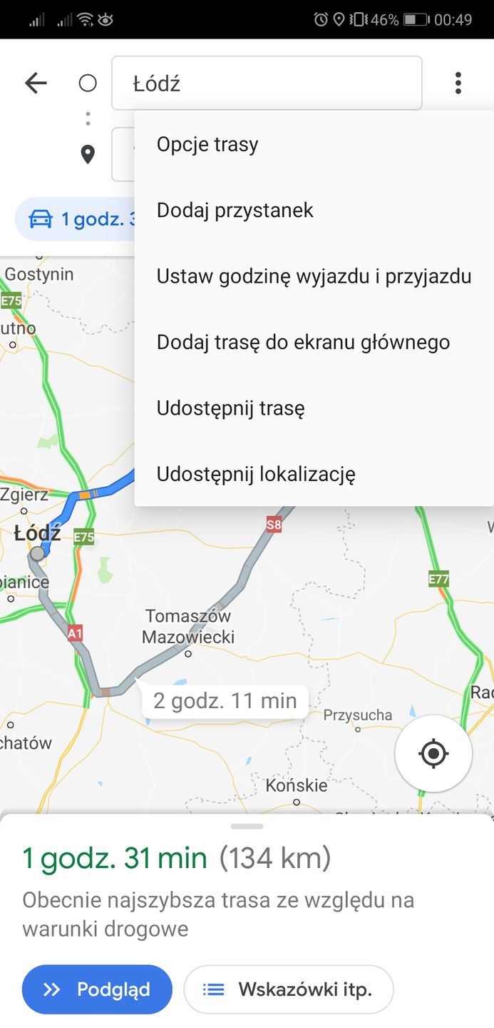 Ustawienia czasu znajdują się w menu.