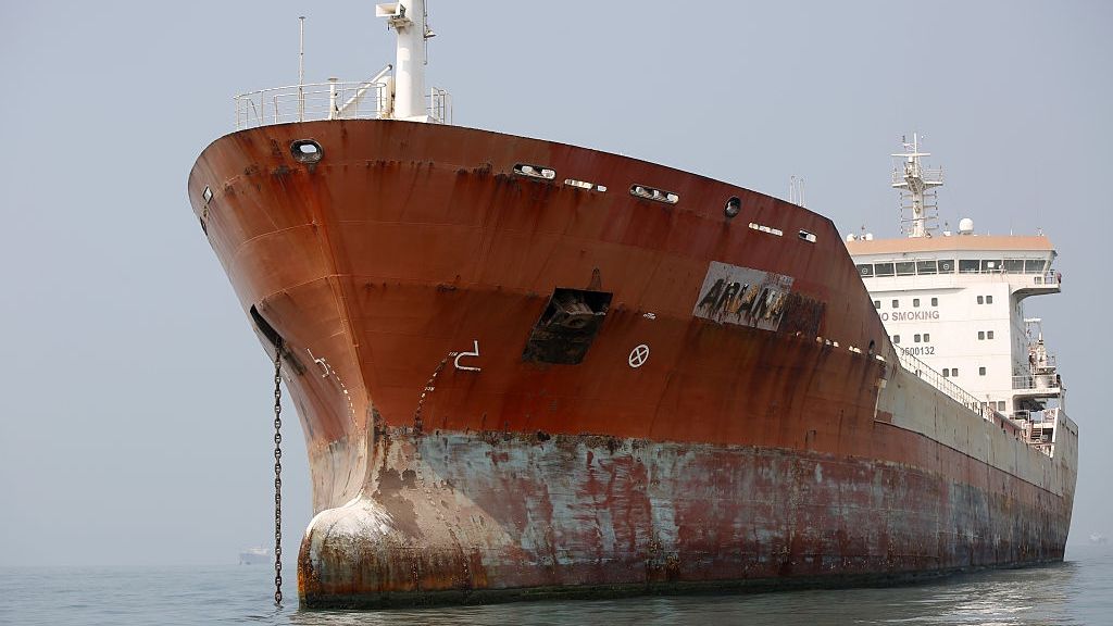 Iran's oil tankers off Bandar Abbas in Strait of Hormuz
HORMOZGAN, IRAN - SEPTEMBER 09: Iran's medium-sized oil tankers continue to wait off the coast of Bandar Abbas at the Strait of Hormuz in Hormozgan Province, Iran on September 09, 2026. The tankers, anchored around 10 miles (16 kilometers) offshore, are reported to be waiting due to the threat of a US attack, and serious deformation, including rust, was observed on the surface of the vessels that have remained stationary for an extended period. (Photo by Fatemeh Bahrami/Anadolu via Getty Images)
Anadolu
vessel