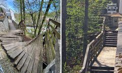 Wypadek w Cieszynie. Zawaliły się schody na Wzgórze Zamkowe, są ranni