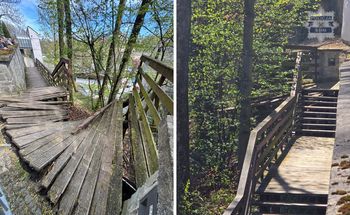 Wypadek w Cieszynie. Zawaliły się schody na Wzgórze Zamkowe, są ranni