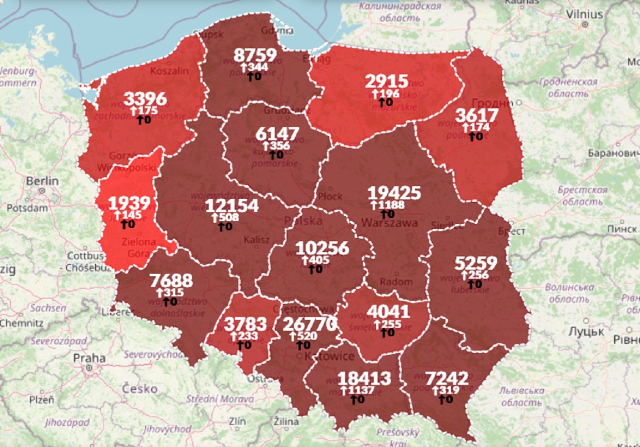Koronawirus. Rekord zakażeń w Polsce. Nie żyje ponad 100 osób [Aktualna mapa] - Koronawirus w Polsce. Aktualna mapa