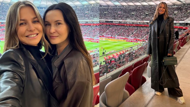Anna Lewandowska na meczu w Warszawie