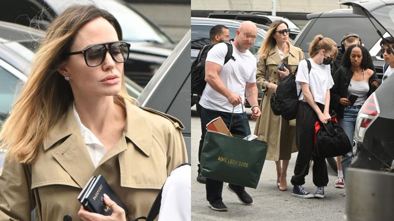 Angelina Jolie z dziećmi na lotnisku