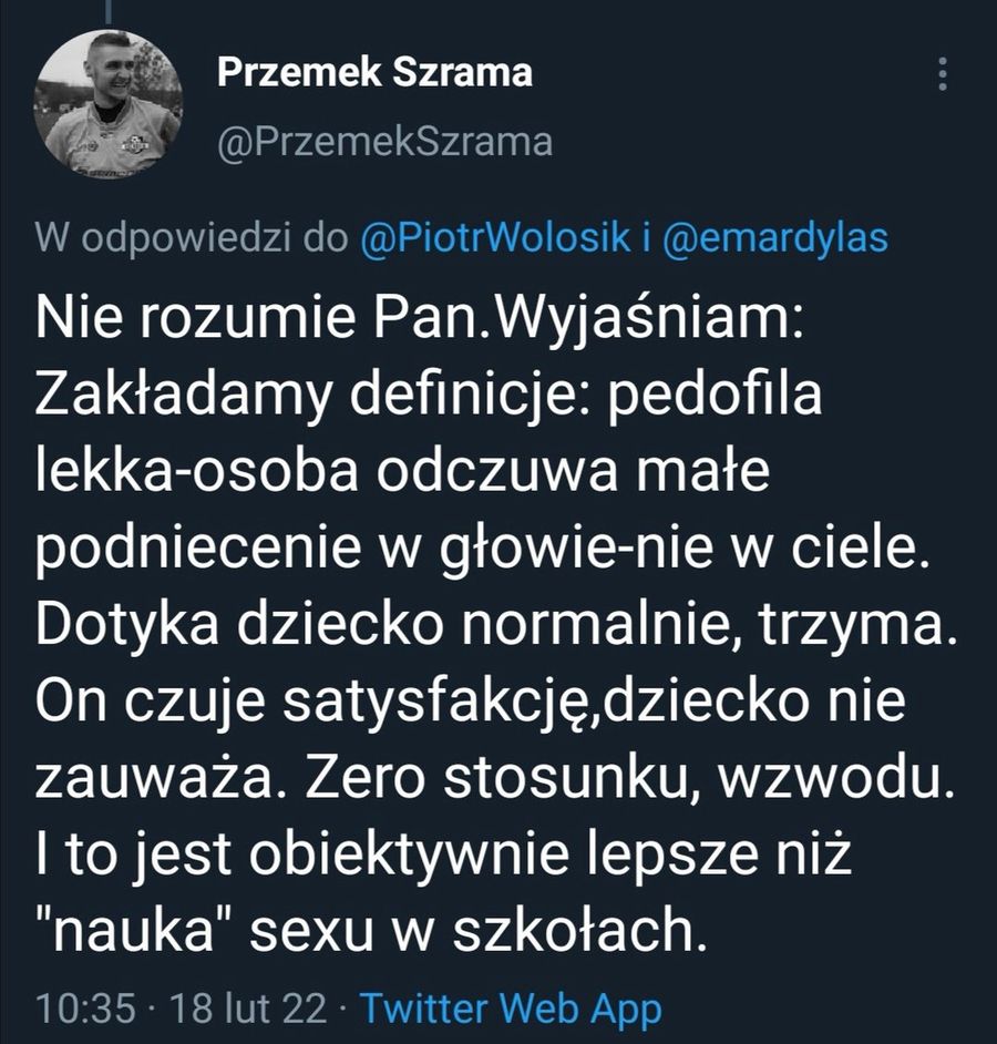 Tweet Przemysława Szramy