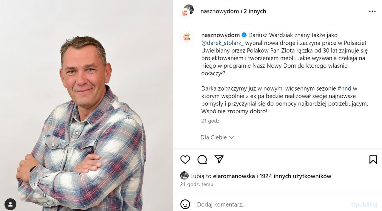 Wpis na profilu programu "Nasz nowy dom" na Instagramie