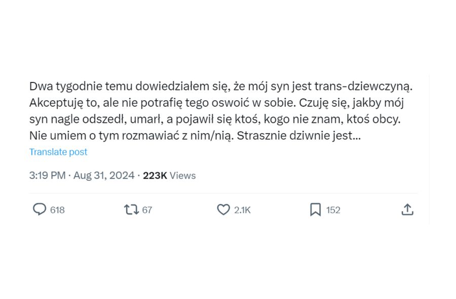 Ojciec przeżywa tranzycję córki . "Mój syn nagle odszedł"