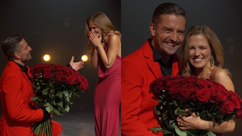 Marcin Rogacewicz z bukietem róż padł na kolana przed Agnieszką Kaczorowską w zapowiedzi koncertu walentynkowego. "Chciałem Cię poprosić..." (WIDEO)