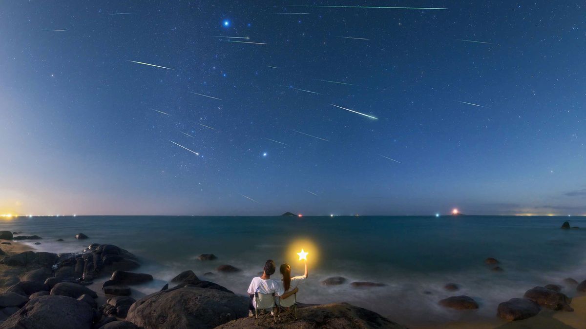 Deszcz meteorytów na zdjęciu urodzinowym