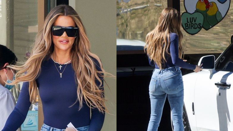 Khloe Kardashian prezentuje swoje "boskie kształty" w dopasowanych jeansach za 800 ZŁOTYCH (ZDJĘCIA)
