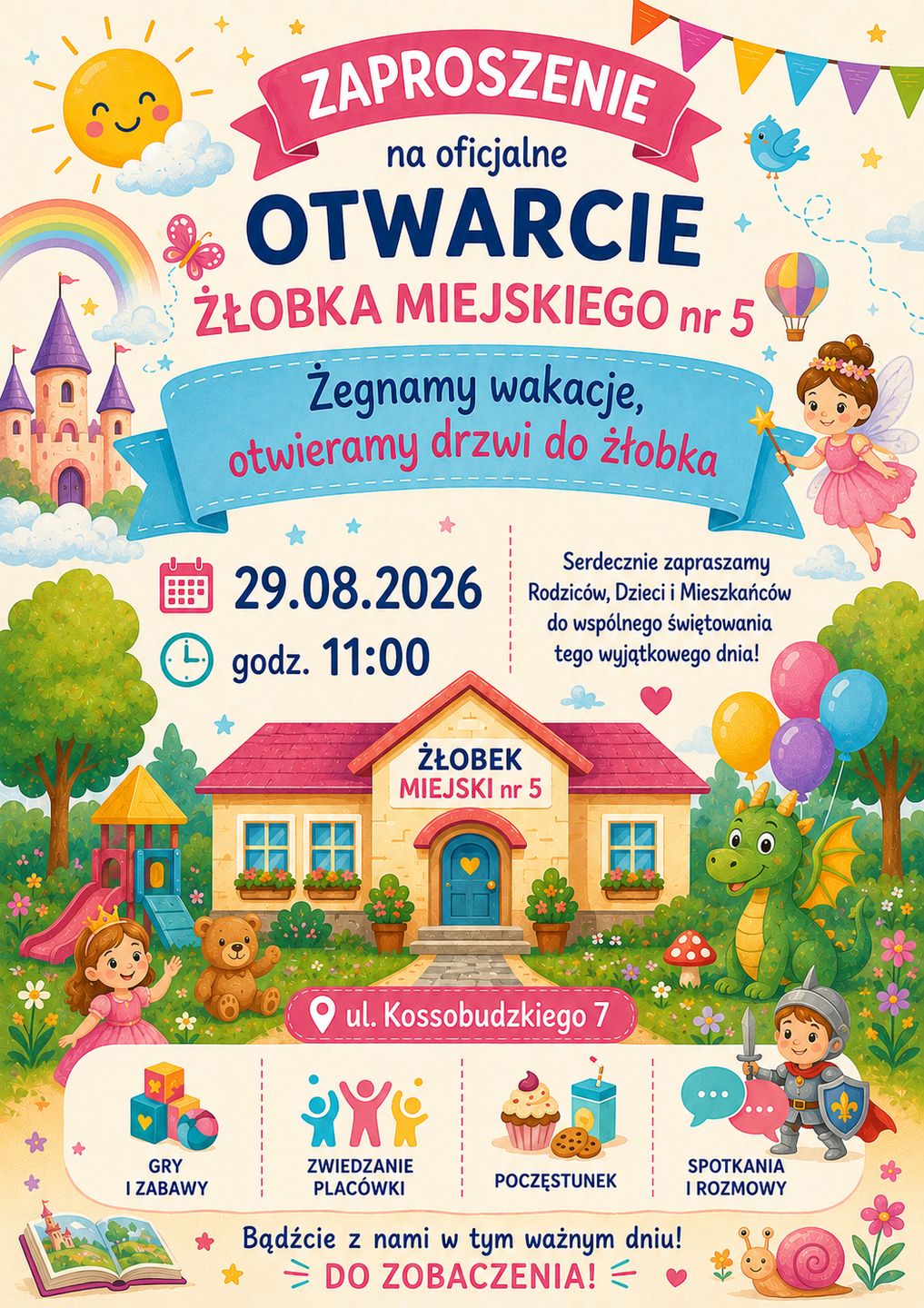 Zaproszenie na otwarcie Żłobka Miejskiego nr 5