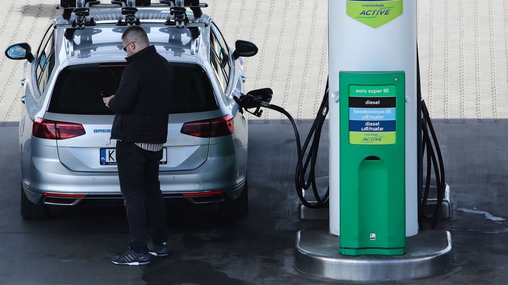 Economic Photo Illustrations
A man is refueling a car at a petrol station in Krakow, Poland on April 8, 2022. (Photo by Jakub Porzycki/NurPhoto via Getty Images)
NurPhoto
auto, cars, fuel, fuels, prices, oil, refuel, tank, fueling