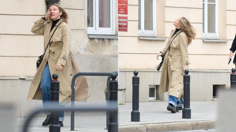 Katarzyna Warnke spaceruje po Warszawie