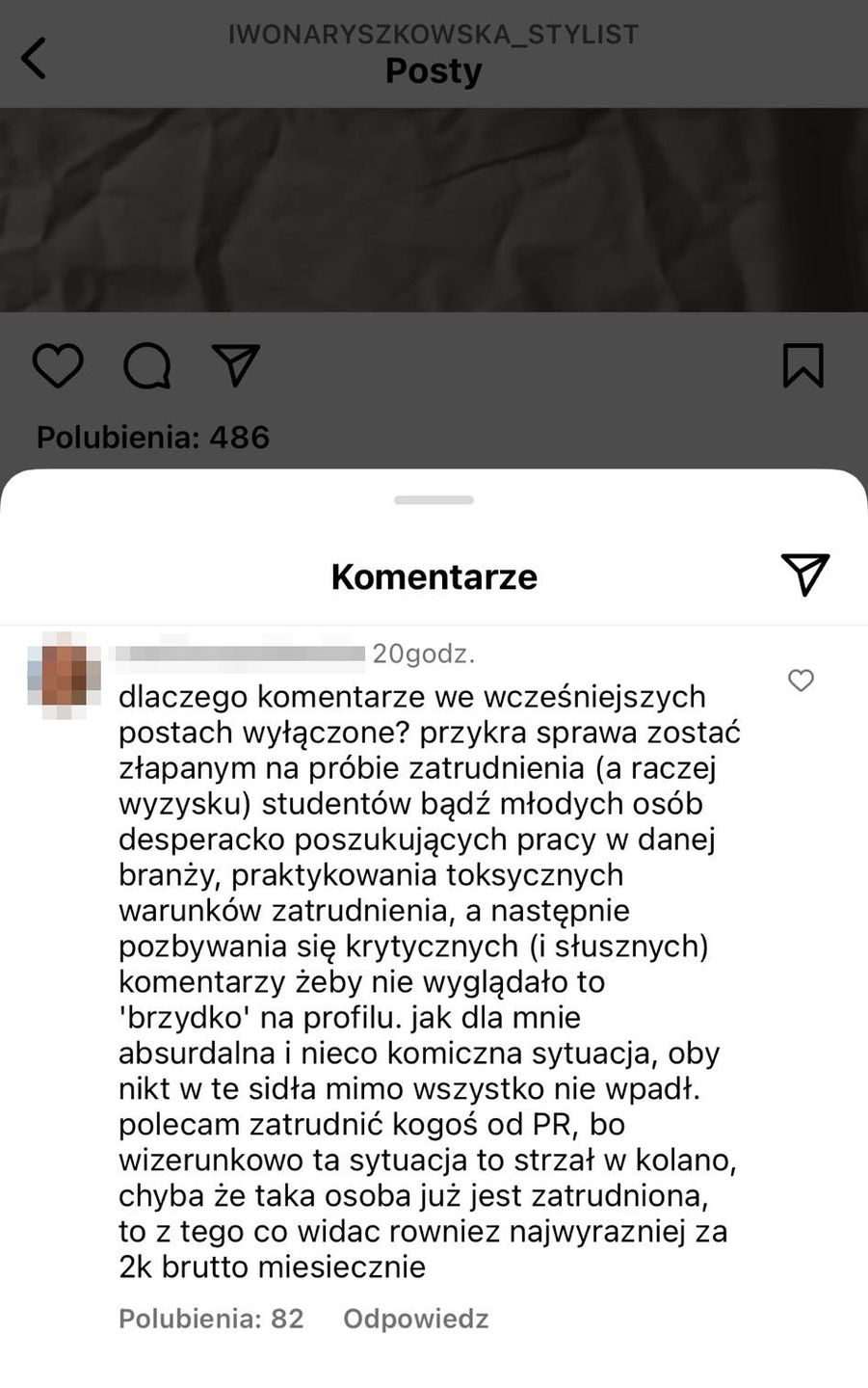 Komentarze na profilu Iwony Ryszkowskiej