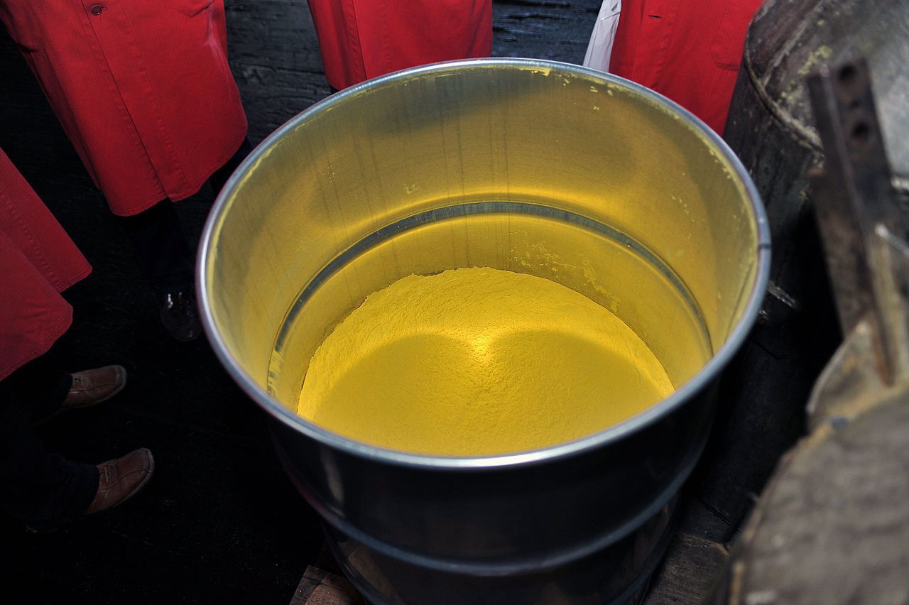 Yellowcake - an intermediate product resulting from uranium ore