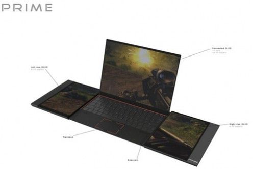 Koncepcja – laptop dla graczy z trzema ekranami OLED 2