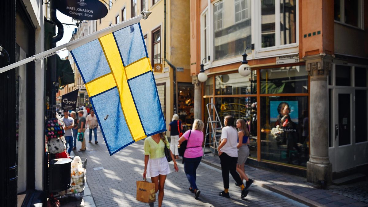 Flaga Szwecji w Szkokholmie