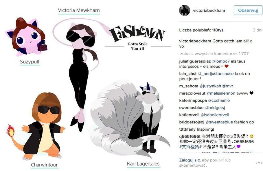 Fashemony, czyli Pokemony według Victorii Beckham