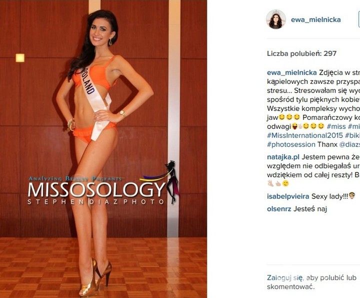 Ewa Mielnicka w bikini na wyborach Miss International 2015 w Tokio (fot. Instagram)